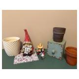 Decorative Pots & Garden Gnomes - Distressed Blue Box Home Decor Set