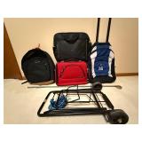 Dell Laptop Bag, Grand Mountain Backpack, Red Organizer Bag, Blue/White Sports Bag, Rolling Cart