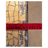 Vintage Mosaic Tile-Top Table with Scenic Central Panel and Black Metal Frame