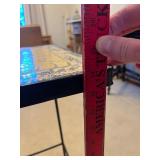 Vintage Mosaic Tile-Top Table with Scenic Central Panel and Black Metal Frame