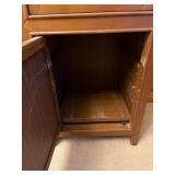 Vintage Brown Wood Cabinet with Lattice Front Doors - Two Compartments