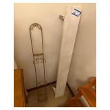 Vintage Gold Metal Plate Stand & White Wall Shelf