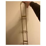 Vintage Gold Metal Plate Stand & White Wall Shelf
