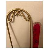 Vintage Gold Metal Plate Stand & White Wall Shelf