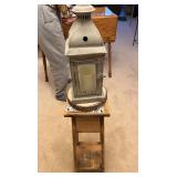 Rustic Metal Lantern with Glass Panels - Candle Inside, Vintage Decor