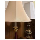 Pair of Brass Table Lamps with Fabric Shades - 2-Piece Set