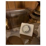 Pair of Brass Table Lamps with Fabric Shades - 2-Piece Set