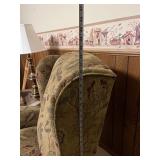 Pair Vintage Floral Recliner Armchairs (Lot of 2) - High Back, Rolled Arms, Carved Front Legs