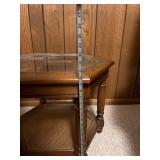 End Table - Vintage Hexagonal Glass-Top with Woven Lower Shelf