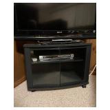 Black Glass-Front TV Entertainment Console