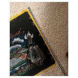 Holland Windmill Scene Wall Tapestry - Dutch Girl & Fields, 24 x 16 in