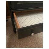 Display Cabinet - Glass-Front, Gray Finish, 2-Drawer Base