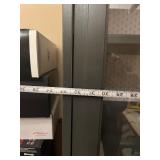 Display Cabinet - Glass-Front, Gray Finish, 2-Drawer Base