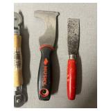 Claw Hammer, Husky Curved-Blade Scraper, Putty Knife & Wheel Tool - 4 Hand Tools