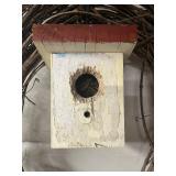 Birdhouse on Wreath with Nest & Green Mesh Bird Feeder (Lot of 2)