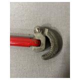 Red Rod Crescent Jaw Clamp - Vintage Hand Tool with Serrated Jaw