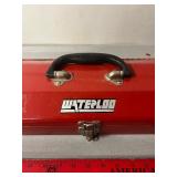 Waterloo Red Metal Toolbox Case With Black Handle - Vintage Tool Box