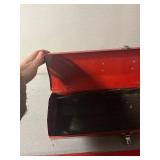 Waterloo Red Metal Toolbox Case With Black Handle - Vintage Tool Box