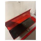 Waterloo Red Metal Toolbox Case With Black Handle - Vintage Tool Box