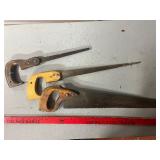 Three Vintage Hand Saws with Wooden Handles
