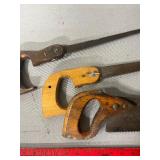 Three Vintage Hand Saws with Wooden Handles