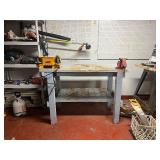 Wooden Workbench with Grinder and Vise