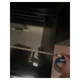 Black Glass-Top L-Shaped Desk - 64in Wide, Built-In Drawers