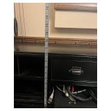 Black Glass-Top L-Shaped Desk - 64in Wide, Built-In Drawers