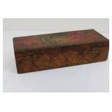 Keepsake Box - Floral Hand-Painted Wood with Poinsettia Design and Rosaries Inside