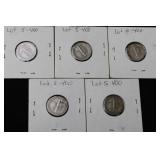 Mercury Dimes 1935-S, 1937, 1940, 1941-D, 1944 (Lot of 5)