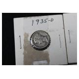Mercury Dimes 1935-D, 1936, 1942, 1943; Roosevelt Dime 1958 (Lot of 5)