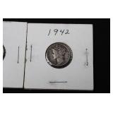 Mercury Dimes 1935-D, 1936, 1942, 1943; Roosevelt Dime 1958 (Lot of 5)