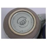 Laurie Gates Mugs - Blue Floral & Green Ribbed Ceramic Coffee Cups (Lot of 2)