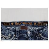 Rock Revival Jeans - Straight Leg Denim with Embroidered Back Pockets Size 29