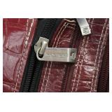 Crocodile-Embossed Burgundy Leather Rolling Briefcase