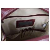 Crocodile-Embossed Burgundy Leather Rolling Briefcase