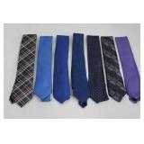 Neckties Lot of 8 - Blues, Purples & Plaid (Pronto Uomo/Joseph Abboud/Platinum)