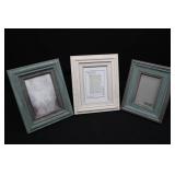Picture Frames - Set of 3, Distressed Teal Wood, 5x7 Openings