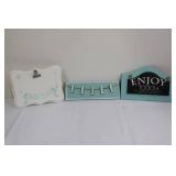 Decorative Wall Plaques Set: Hello Love, Enjoy Today, Clothesline (Lot of 3)