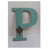 Kirkland's Turquoise Letter P Wall Decor - 19'in Tall, Distressed Finish, SKU 17-130063