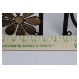 Floral Metal Wall Art Panels - 32' x 12' Set of 2 Black Wrought Iron Flower Scrollwork