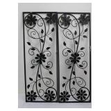 Floral Metal Wall Art Panels - 32' x 12' Set of 2 Black Wrought Iron Flower Scrollwork