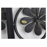 Floral Metal Wall Art Panels - 32' x 12' Set of 2 Black Wrought Iron Flower Scrollwork