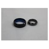 Triton Rings - Black Rings with Blue Interior (Lot of 2) unknown size