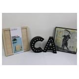 C, A Marquee Letters with Light Bulbs (C & A) - Letter Board & Framed Vintage Art