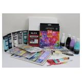 Arteza 24-Color Gouache Set, Blick Premier Artist Panel 12x12, Artist's Loft Watercolor Pads