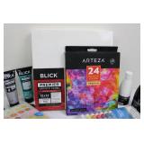 Arteza 24-Color Gouache Set, Blick Premier Artist Panel 12x12, Artist's Loft Watercolor Pads