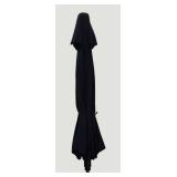 Beautiful navy blue patio umbrella, standing 8 feet tall and expanding from 10 to 12 feet wide