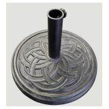 Brush bronze patio umbrella holder! Its 17.5" round base features a 2.5" pole holder,