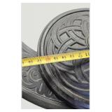 Brush bronze patio umbrella holder! Its 17.5" round base features a 2.5" pole holder,